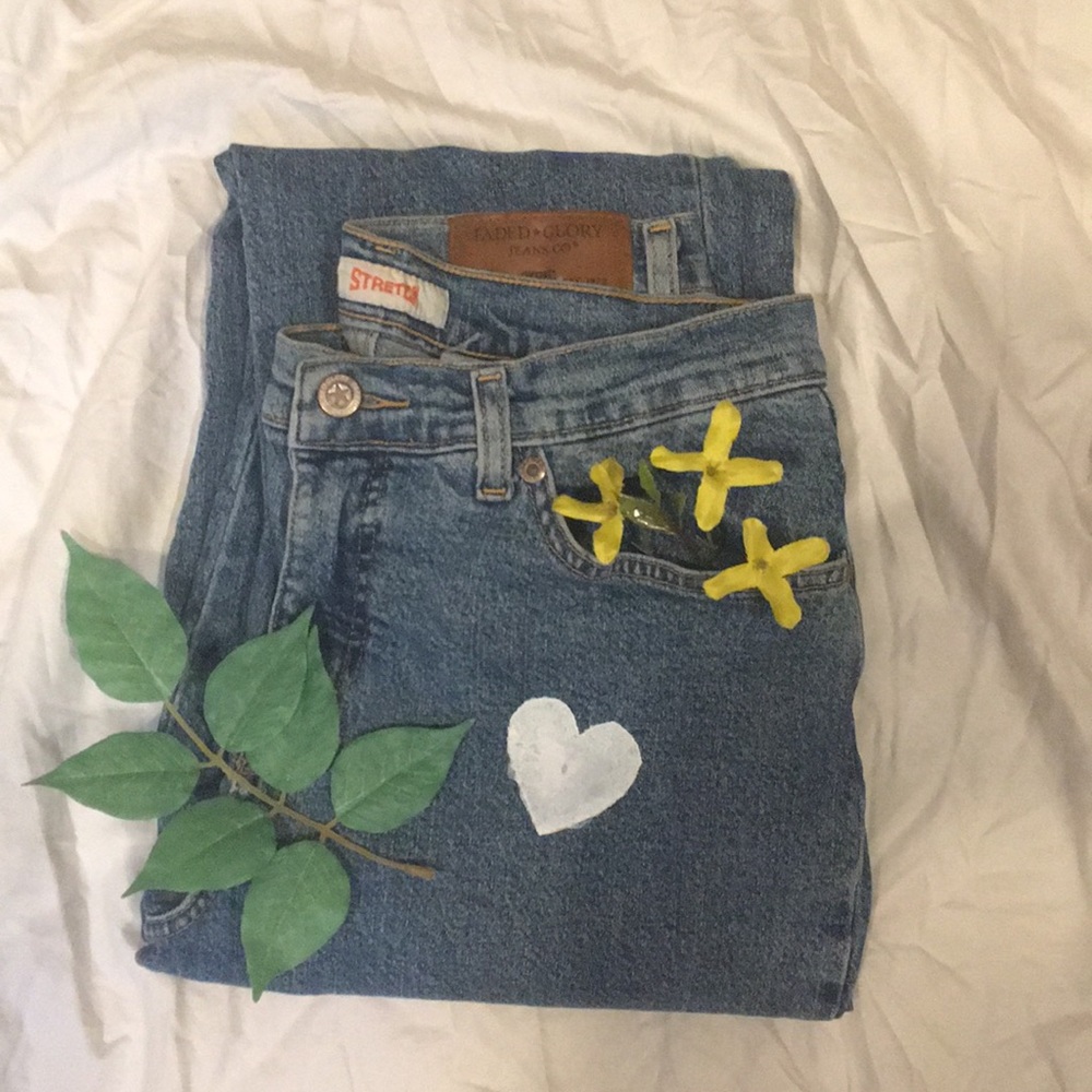 Hand-Painted Vintage Faded Glory Mom Jeans